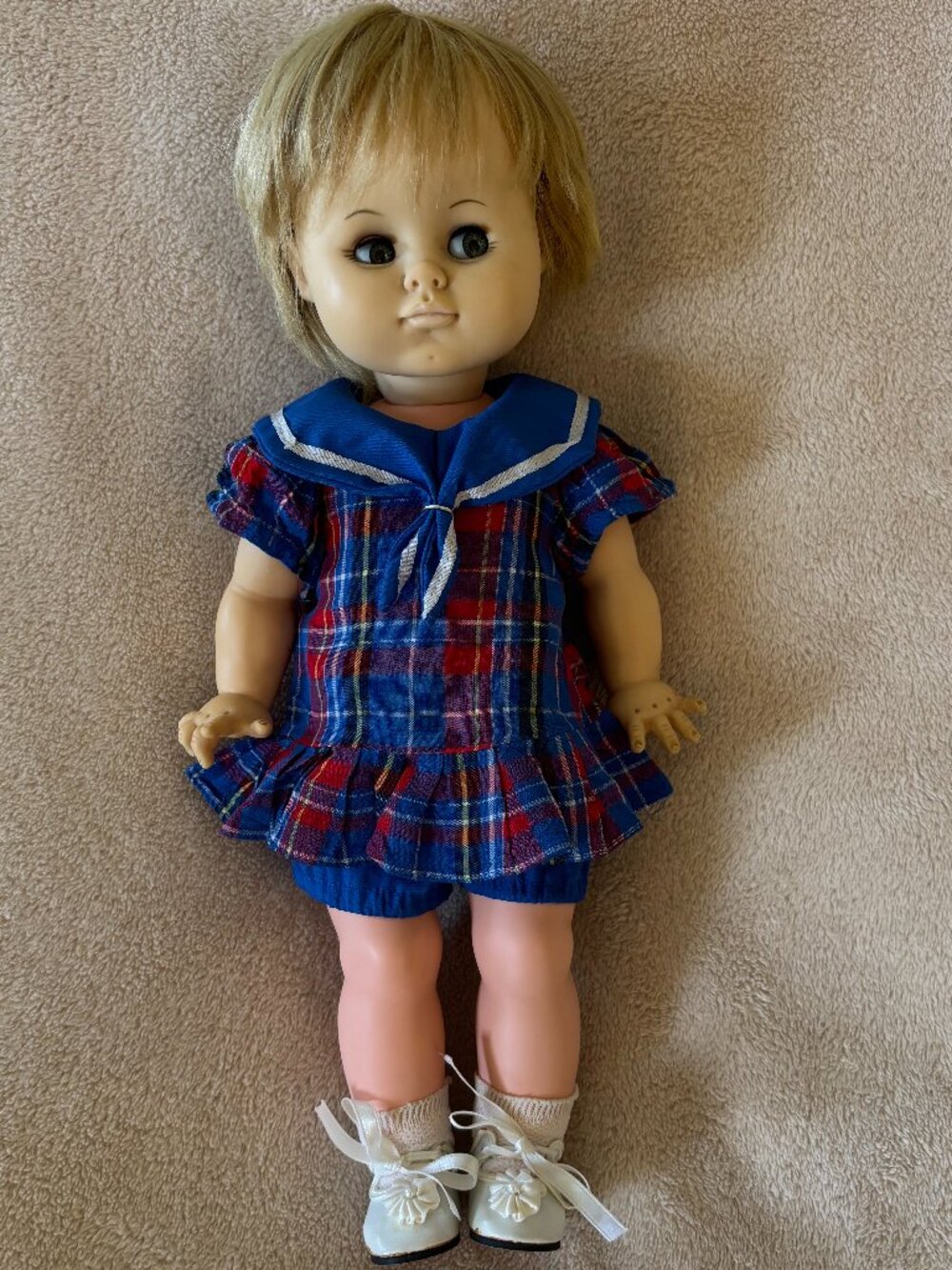 VINTAG|E 1967 15" EFFANBEE DOLL in Original Plaid Sailor Outfit